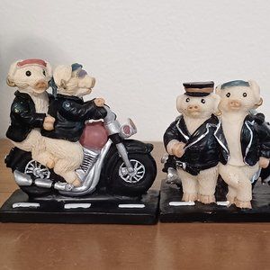 Small Vintage Harley Davidson Motorcycle Highway Hogs Figurines